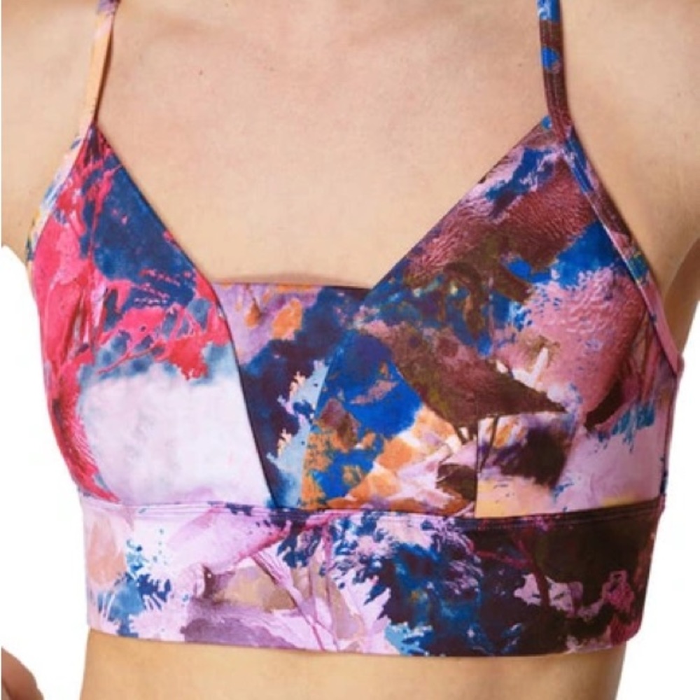 Sweaty Betty Multicolor Abstract Print Longline Bralette